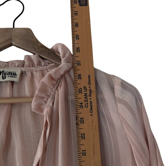 Show Me Your Mumu Oversized Sheer Blush Pink Ruffle Blouse XS Romantic Coquette - Picture 7 of 8